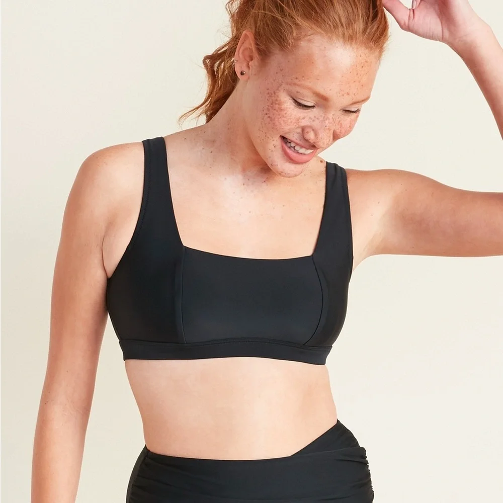 RESERVED FB BB Old Navy Women’s Square-Neck Swim Top Black Small S 4-6 - Picture 1 of 16